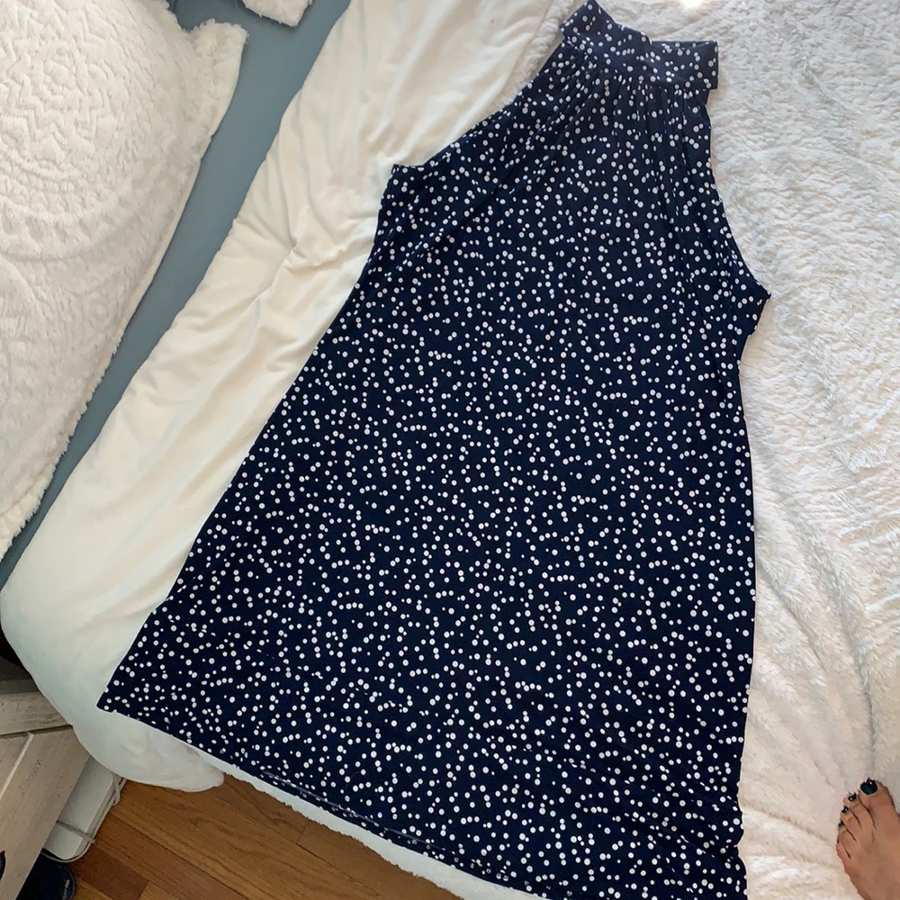 Halter Navy Polka Dot Dress